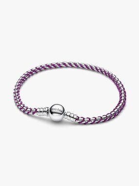 Pandora Purple Cord Box Chain Bracelet
